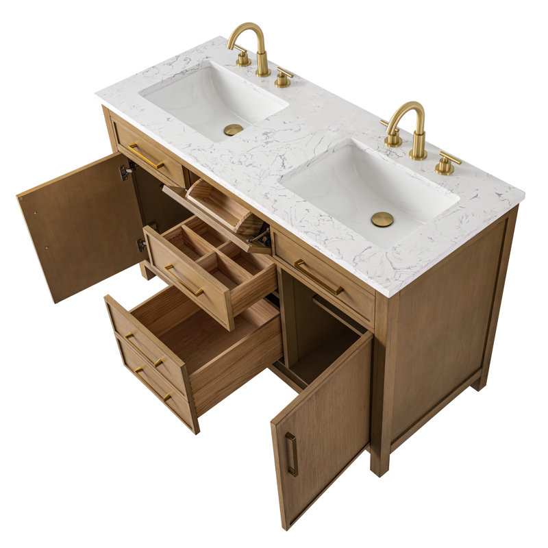 Reajean 54" Double Vanity, Caramel/Brushed Bronze