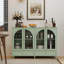 Buffet moderne en verre arqué avec tablettes réglables et rangement polyvalent-1006211406