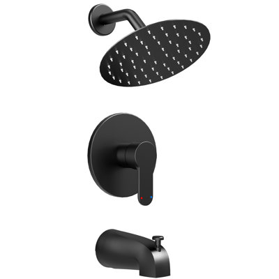 HomGoo Tub Shower Faucet Set (Valve Included) with 6-Inch Rain Shower Head and Handle