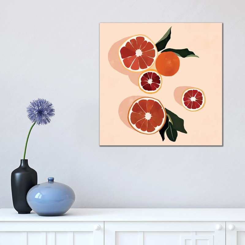 Grapefruit by Bria Nicole - Print on Canvas, 45.72 cm H x 45.72 cm W x 1.91 cm D, Wrapped Canvas