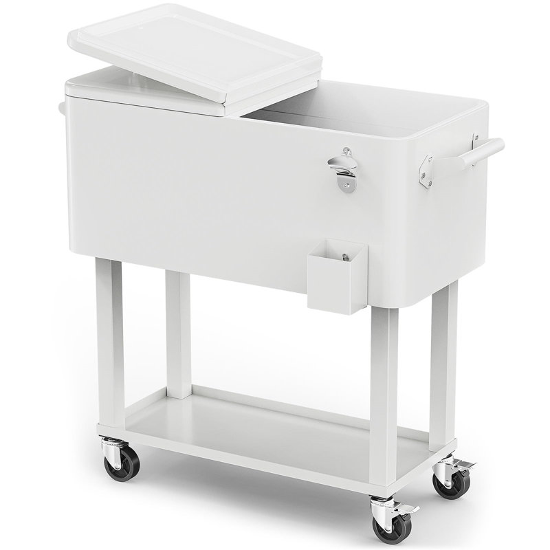 Metal Bar Cart, White, White