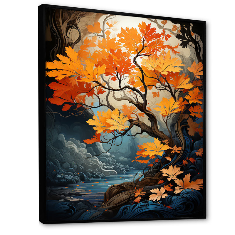 «Maple Tree Neon Vibrancy I» sur toile, H 20 po x l 12 po x P 1 po, Cadre flottant noir