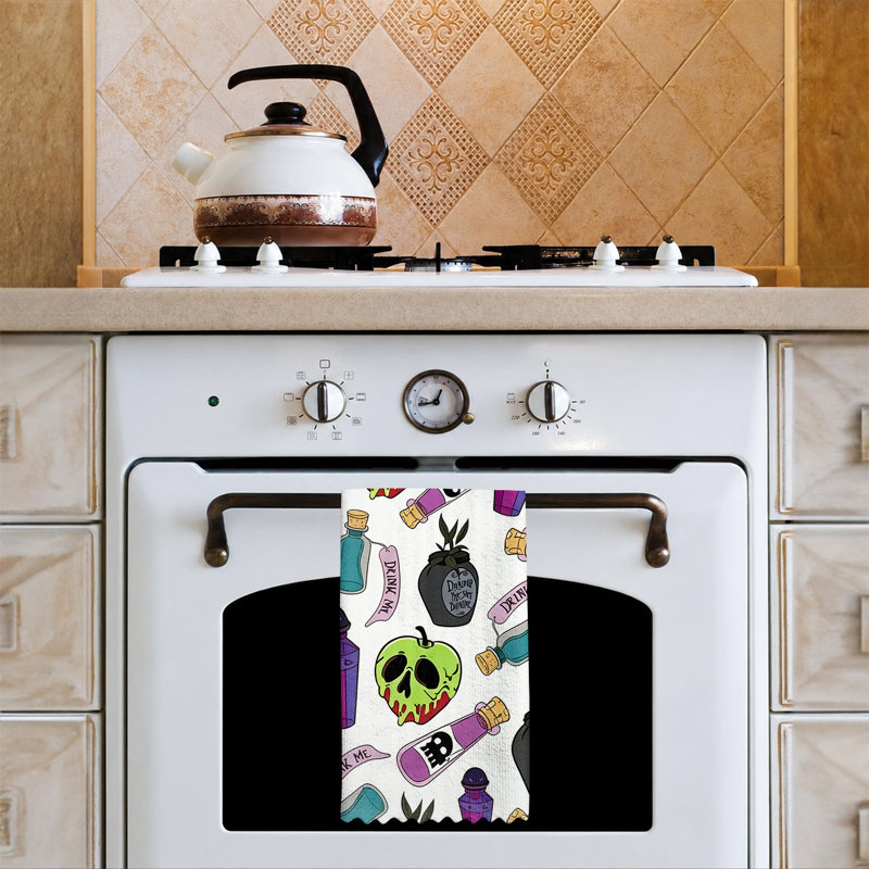  Serviette de cuisine en microfibre d'Halloween, linges à vaisselle réutilisables absorbants, décoratifs résistants à la décoloration, 16 po x 24 po, motif chauve-souris noire Poison
