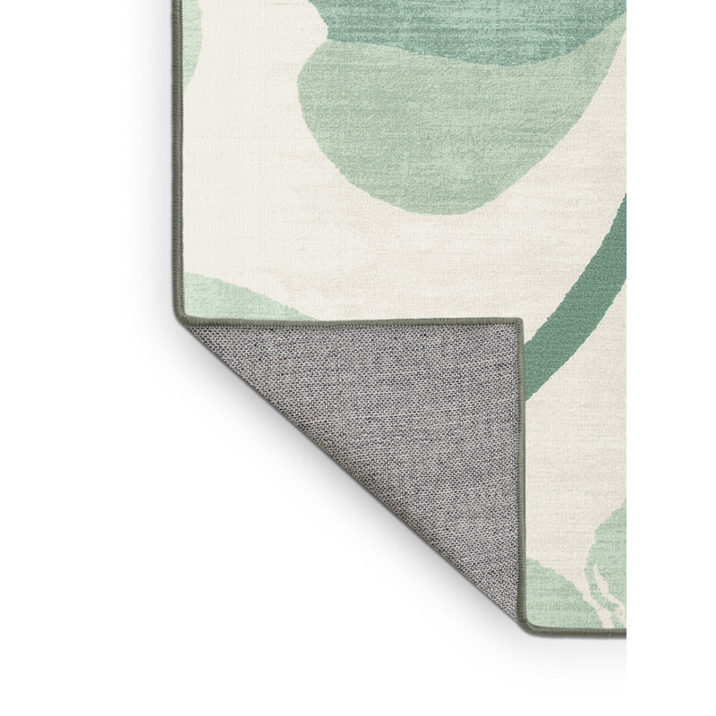 Machine Washable Alexa St Patties Modern & Contemporary Abstract Rug in White – SageGreen Binding, 2x3