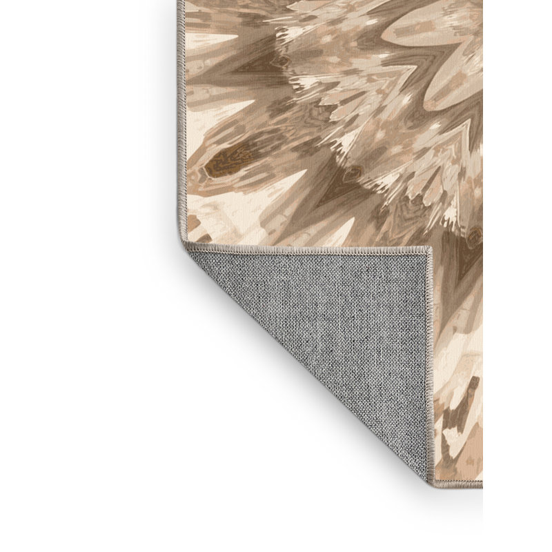 Tapis chic et luxueux lavable à la machine à motifs et textures bruns - beige, 8 x 12