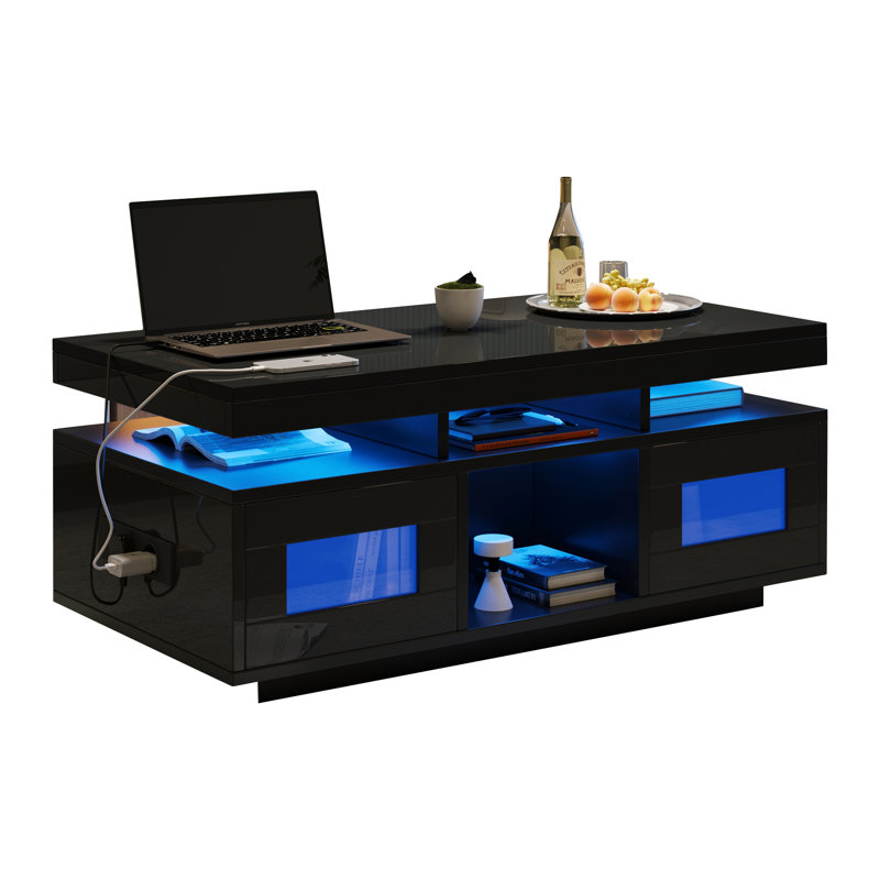 Coffee Table with Storage, Black