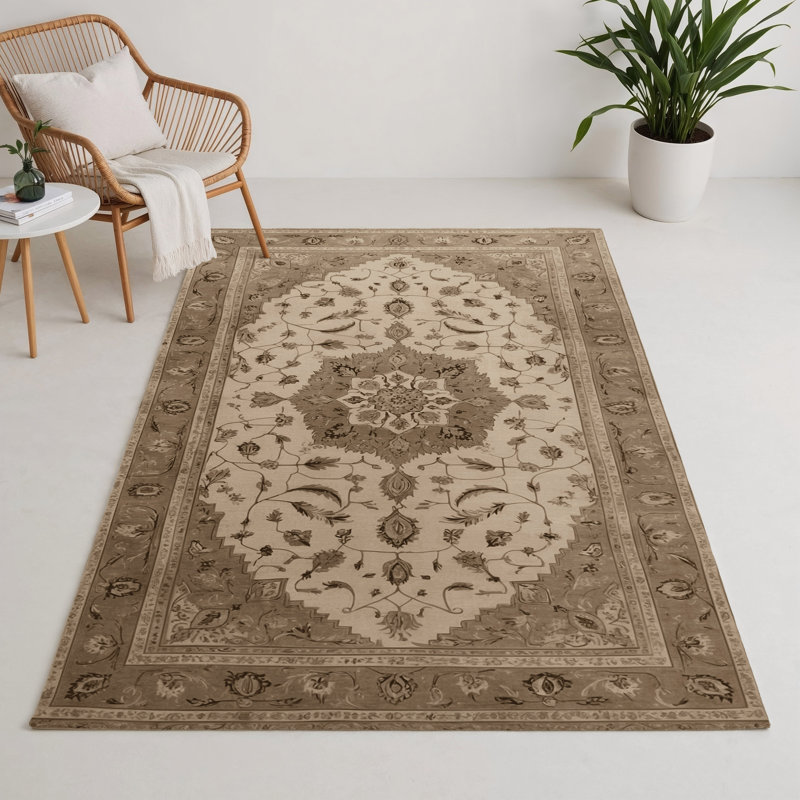 Tapis gris d'intérieur et d'extérieur Tabriz, Rond 5 pi