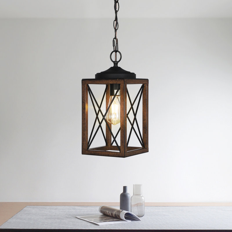 Luminaire suspendu rustique de style campagnard avec chaîne réglable, lampe de cage industrielle en métal pour cuisine, salle à manger, entrée