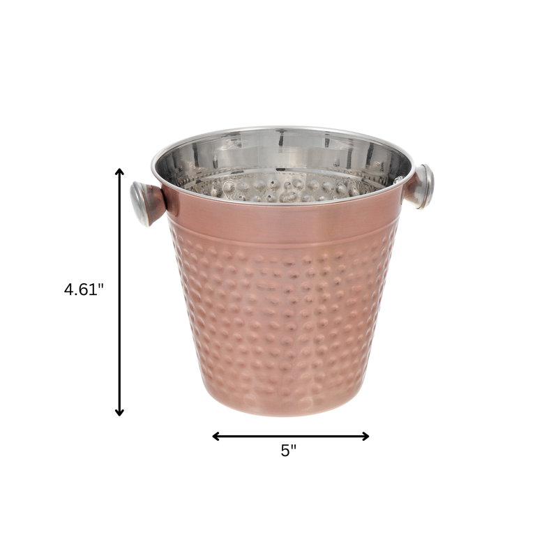 Seau à glace martelé et rose métallique