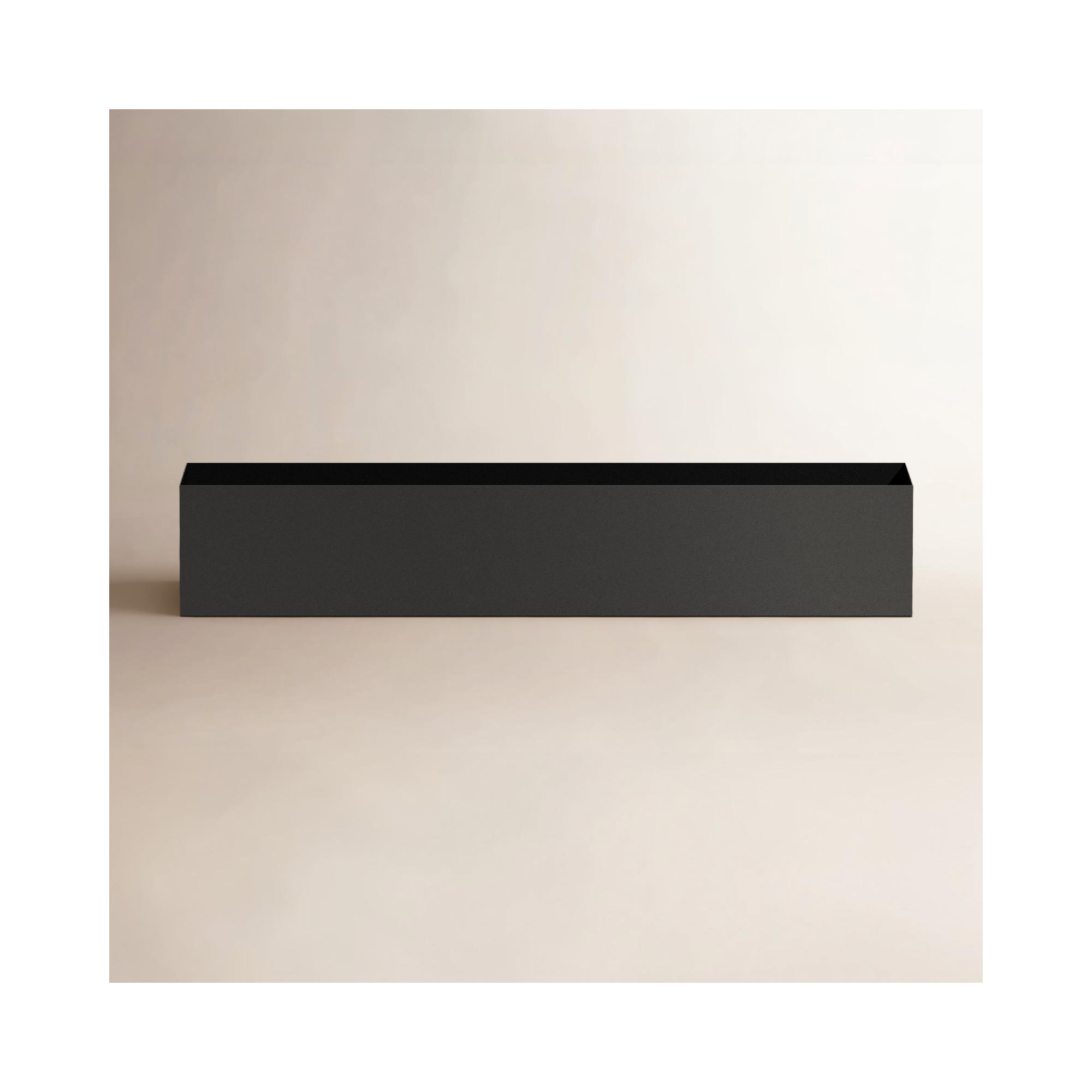 Geo Series Handmade Metal Planter Box, Black, 6" H x 32" W x 4" D