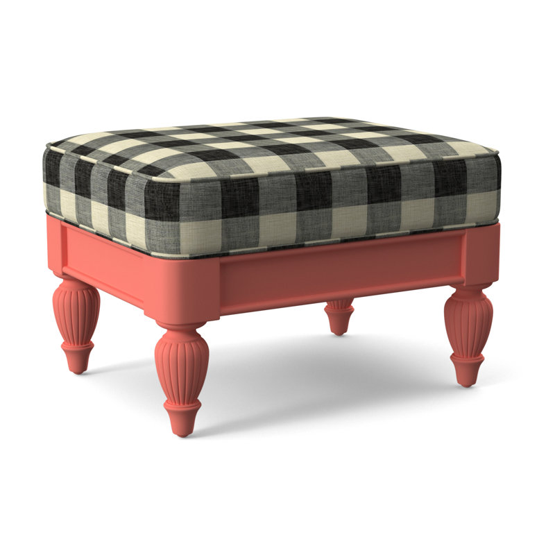 Grand View Ottoman, Black Buffalo Check; 0120-81, Celery Finish