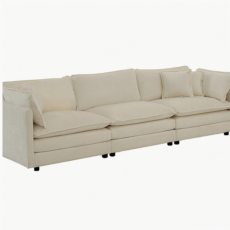 Canapé modulaire en U avec repose-pieds réversible, canapé d'angle convertible 5 places avec 2 repose-pieds, canapé moelleux et minimaliste moderne pour le salon, chenille beige
