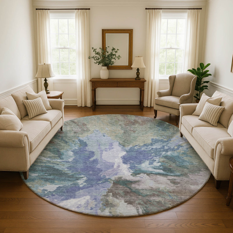 Premium Machine Washable Marasco AMF1632 Modern Rug, Round 8'