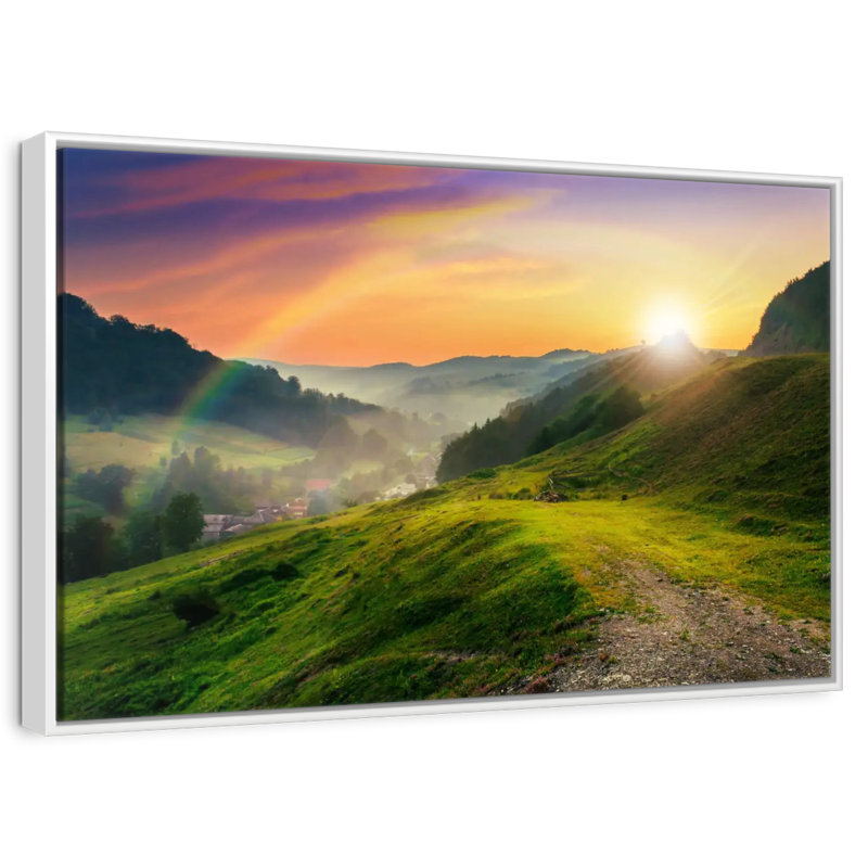 Matinée arc-en-ciel, Cadre flottant blanc, 46 po x 31 po