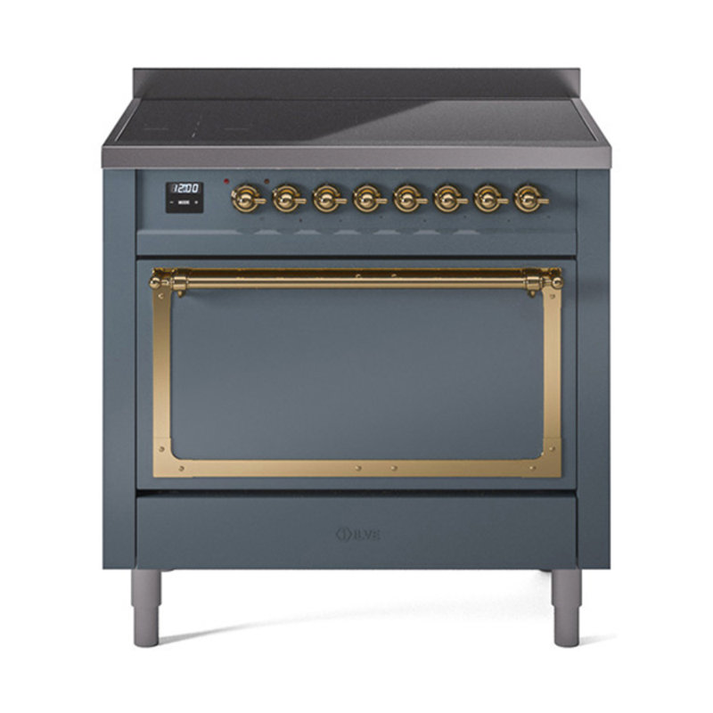 ILVE Nostalgie II Noblesse 36 po à induction, Gris-bleu / laiton