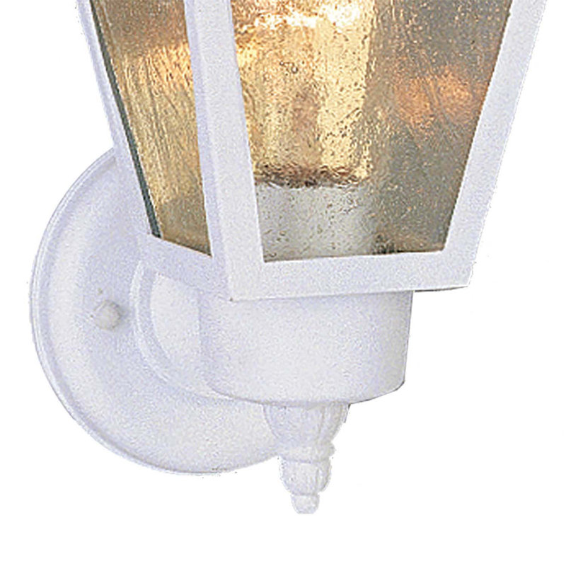  Lanterne murale d'extérieur en fonte d'aluminium blanche 1 lumière avec verre grainé transparent, Blanc