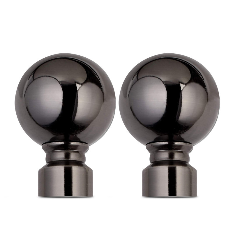 Heavy-Duty Adjustable Curtain Pole with Finials, 70-120cm, Black Nickel