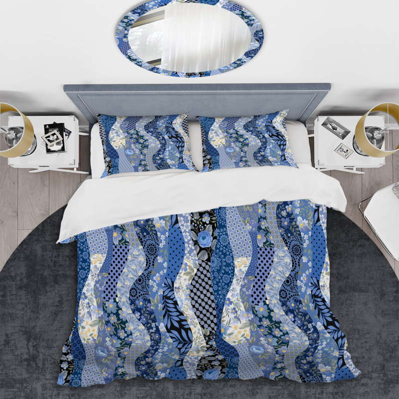 Blue Microfiber Duvet Cover Set, King Duvet Cover + 2 King Shams
