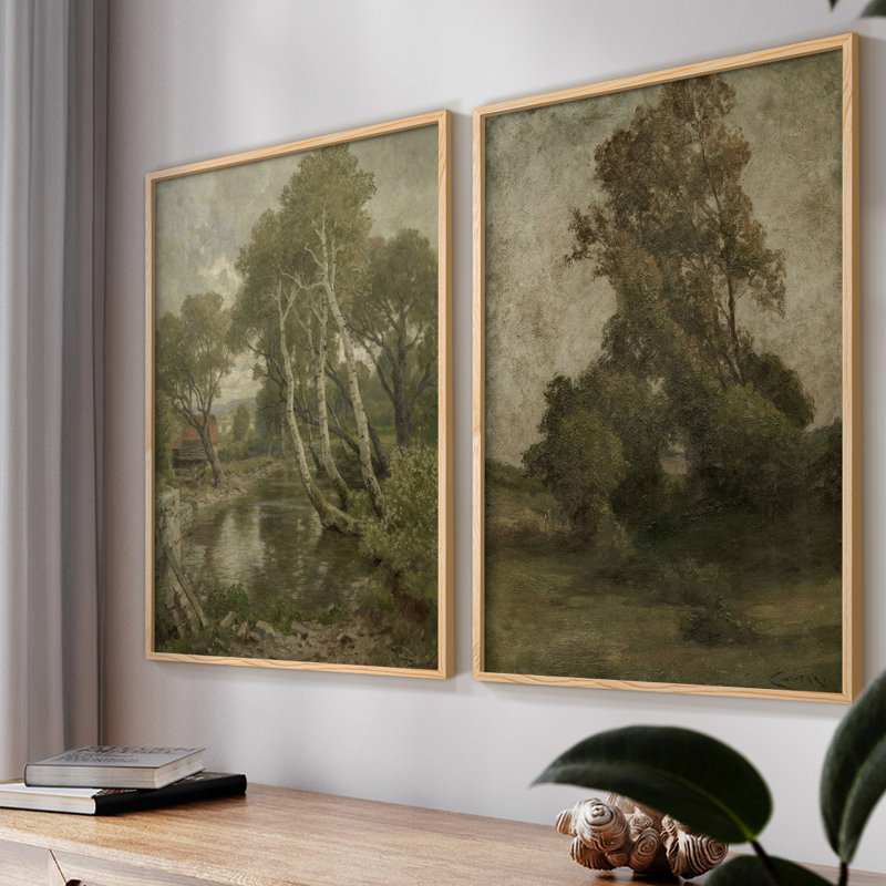 «Vintage Landscape XXVIII», impression numérique sur toile - ensemble de 2, Naturel, H 12 po x l 30 po
