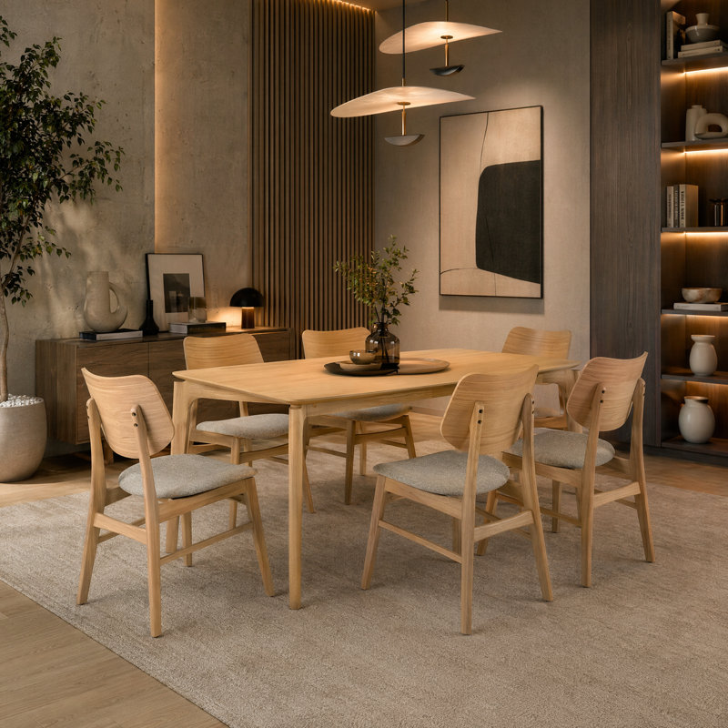 Ensemble de table de salle à manger 7 pièces Dunleavy, 7 Pieces: Table, 6 Chairs, Oak, Grey/Oak