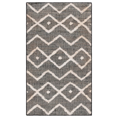 Furman Kilim Geometric Hand-Loomed Natural/Charcoal Area Rug