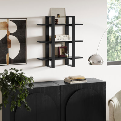 Solid Wood Floating Shelf with Adjustable Shelves