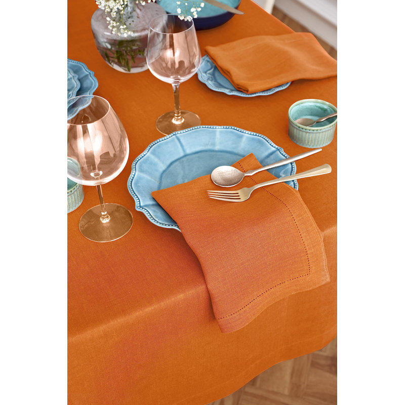 Sonoma - 100% Pure Linen Tablecloth (Prewashed), 132" x 70", Pumpkin