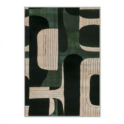 Cypress MidCentury Abstract Green/Black Area Rug