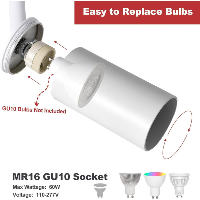 Plug In Track Lighting With Power Cord, White