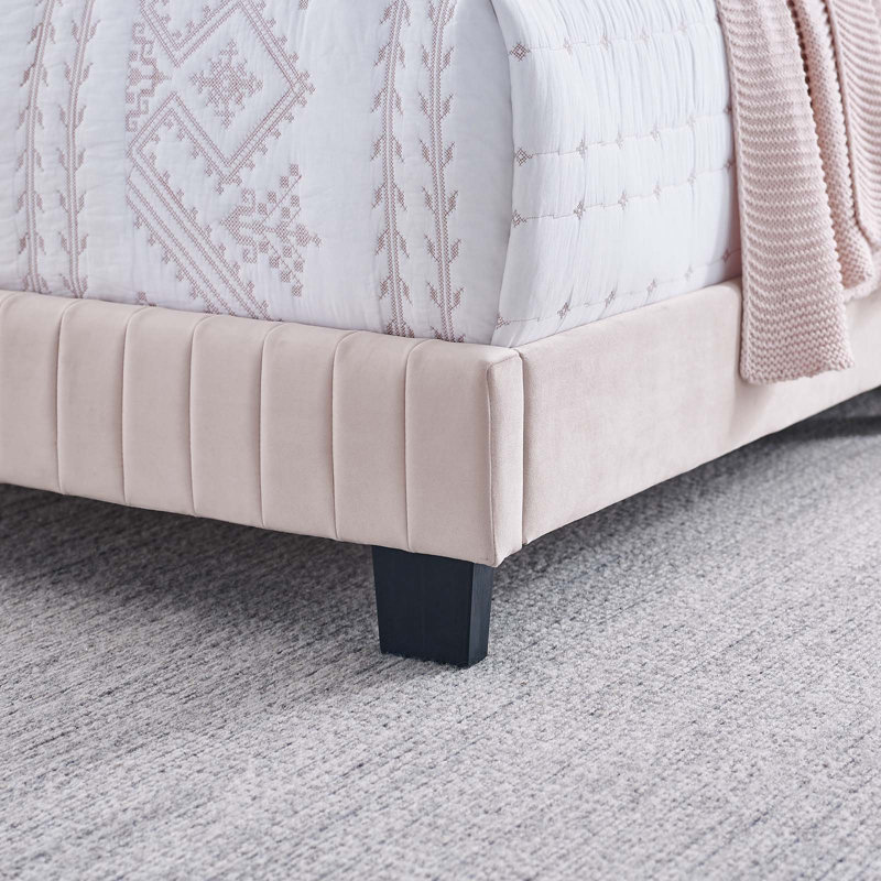 Celine Channel Tufted Performance Velvet Bed, Queen, Pink