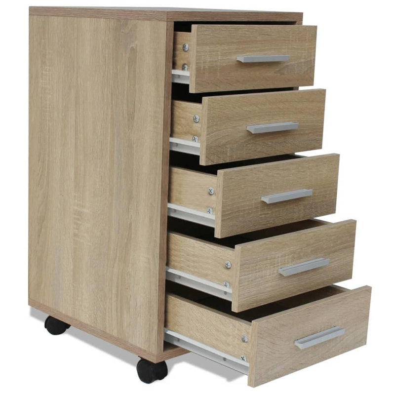 vidaXL Drawer Cabinet Engineered wood, Aluminum Medium, Oak