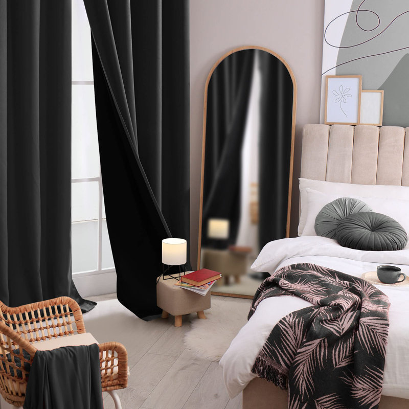 Deconovo 100% Blackout Grommet Curtain Panels with Liner, Thermal Insulated Room Darkening Curtains (Set of 2), 52" W x 45" L