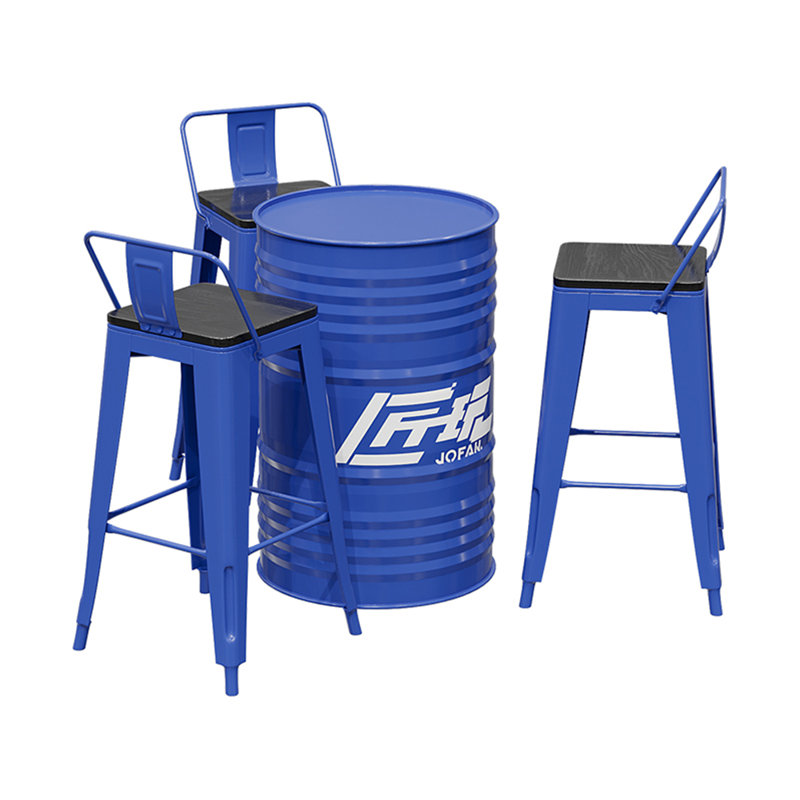 Karyss 3 - Person Pedestal Dining Set, Blue/Black