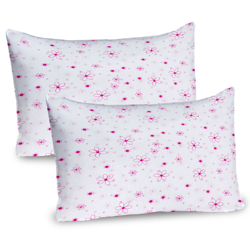 Magenta Fuchsia White Floral Microfiber Pillow Sham Set