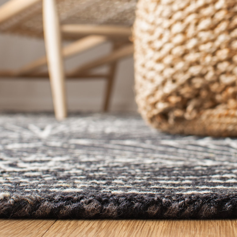 Tapis gris anthracite / ivoire en laine / coton touffeté à la main Brindy, Rectangle 3 pi x 5 pi