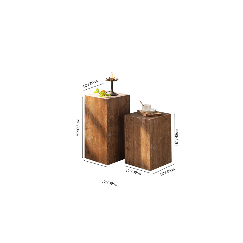 Table d'appoint carrée en bois naturel, H 23 po x l 11 po x P 11 po