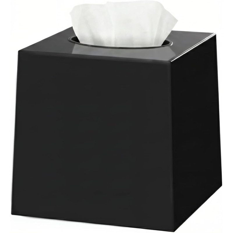 Dwellza Home Square Plastic Tissue Box Cover, Black