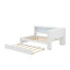 L-Shaped Full-Size Multifunctional Daybed With  Trundle, Storage Shelves, USB Ports & LED Lighting-1159112642