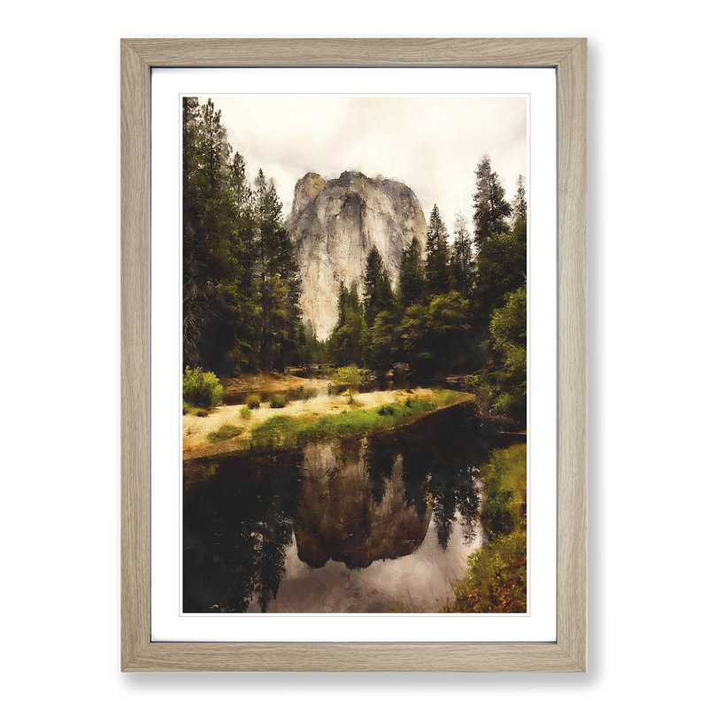 Yosemite National Park Vol.1 - Picture Frame Graphic Art, 48cm H x 36cm W x 2cm D, Oak Framed
