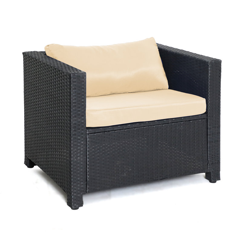 Chaise de patio avec coussins Ryebrook, Beige