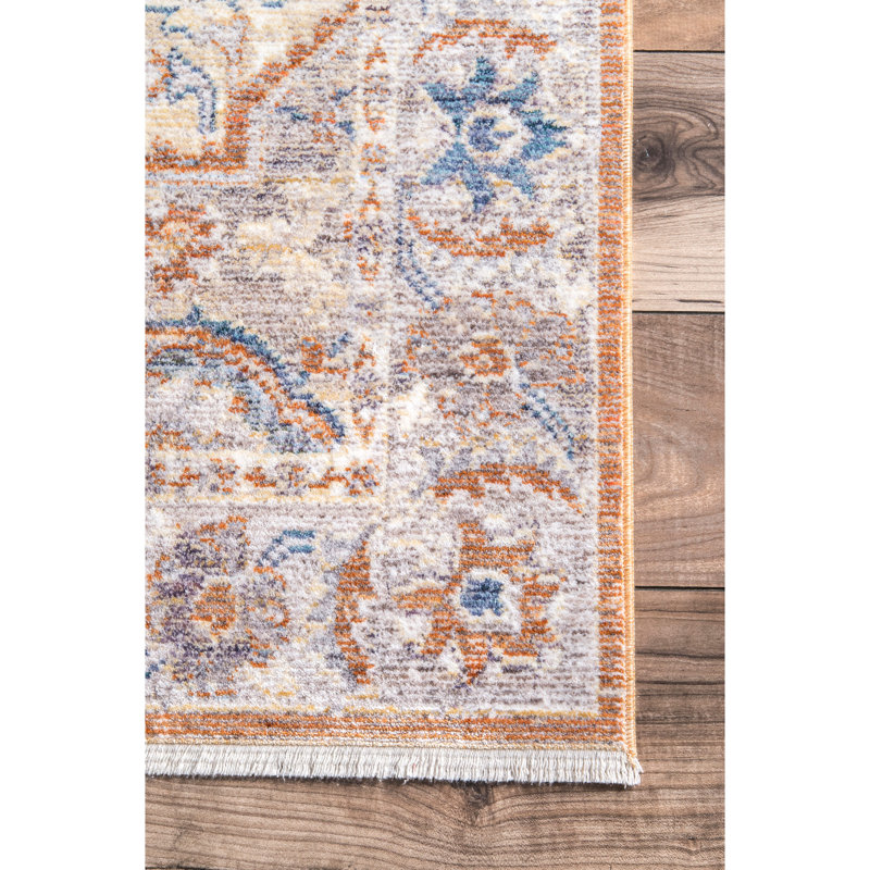 Tapis orange/bleu Onley, Rectangle 5 pi 3 po x 7 pi 7 po