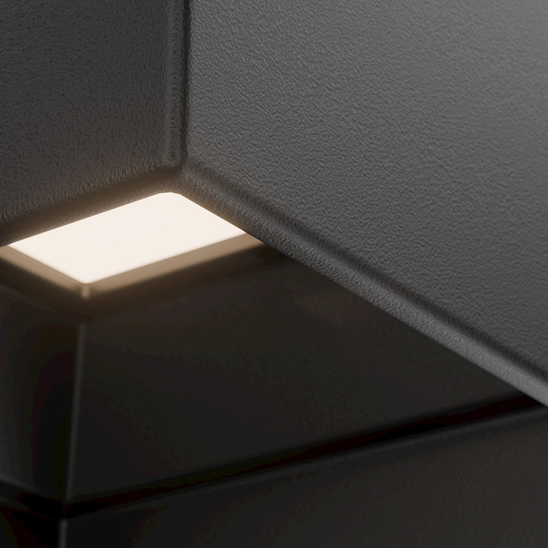 Downtown Square Dimmable LED Outdoor Flush Mount With Built In Color Temperature Switch from 3000K/3500K/4000K, 3500, Black