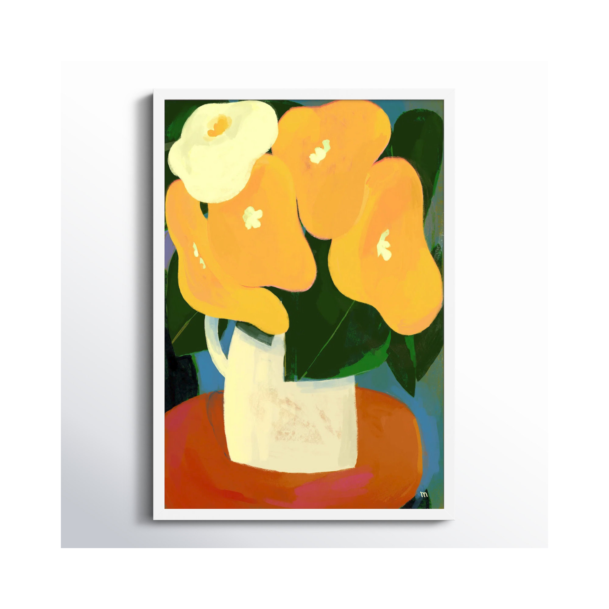 My Yellow Flowers by StudioM, 25" H x 17.5" W x 1.25" D, White