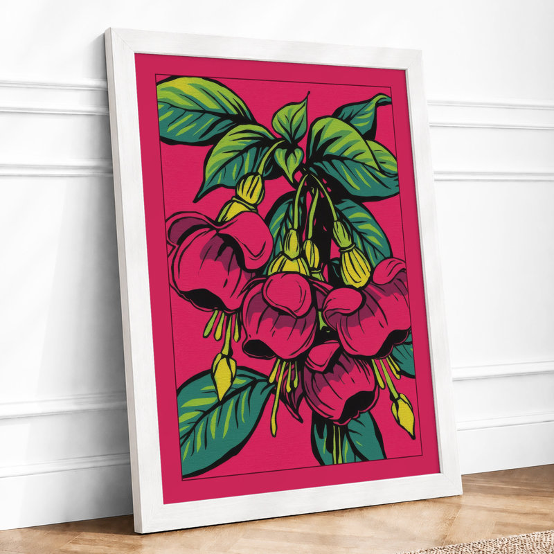 Clustered Magenta Blooms Botanical - Framed Print, A1 - 84.1 x 59.4 cm, White