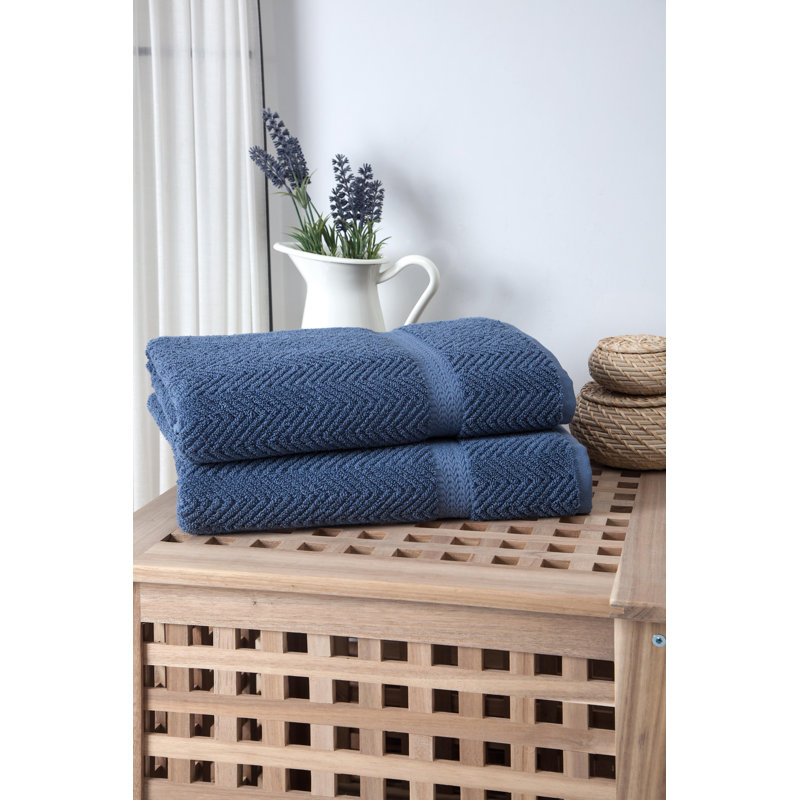 Vandewa Luxury Turkish Cotton Bath Sheet Set, Midnight Blue, Bath Sheet - 2 Pack