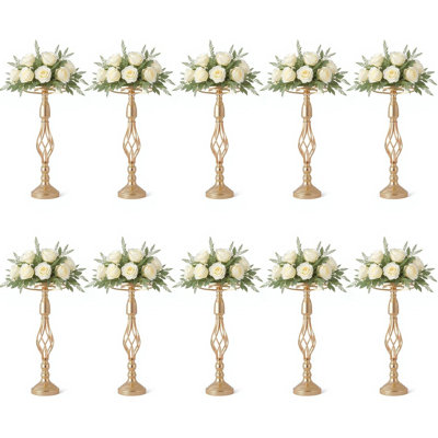 10 Pcs Golden Wedding Centerpieces Flower Stand, 20.47in/52Cm Height Wedding Flower Vases, Crystal Artificial Flower Arrangements for Wedding Party Birthday Event Reception Home Decor