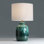 Lampe de table en céramique verte avec abat-jour tambour blanc
