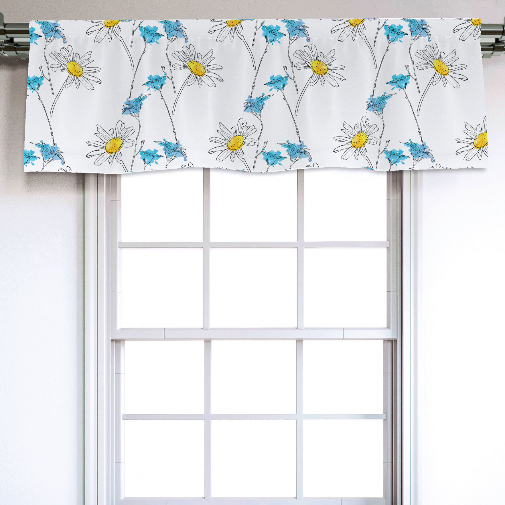 East Urban Home Floral Sateen Ruffled 54'' W Window Valance in | Wayfair