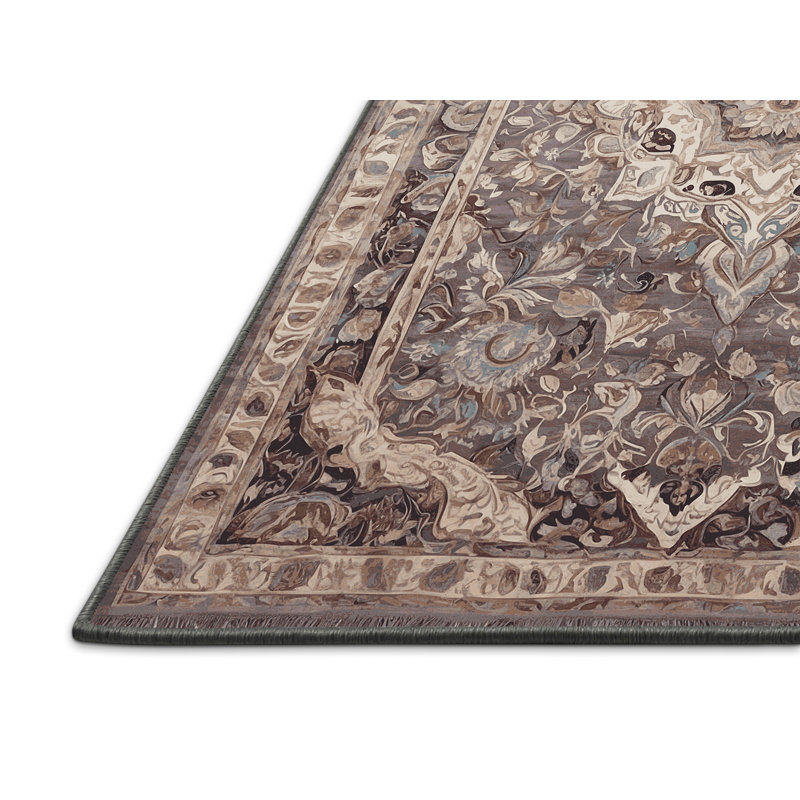 Tapis gris soyeux et moelleux, Carré 6 pi