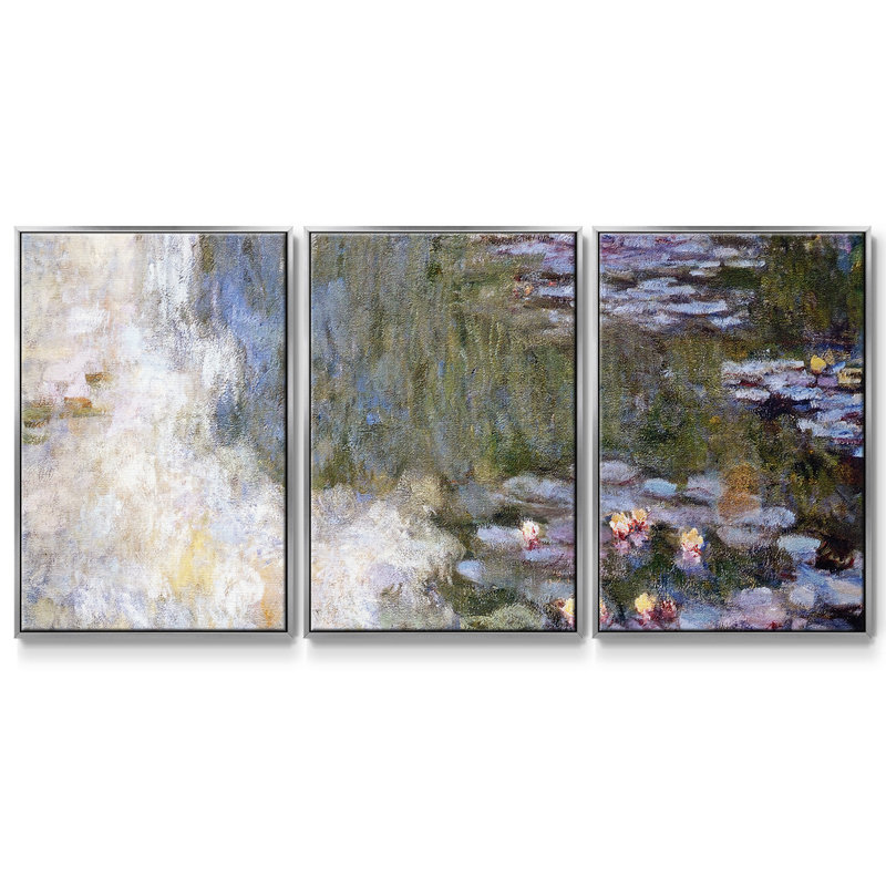 Water Lily Pond, 1917 - Toile encadrée à pièces multiples, H 40 po x l 78 po x P 2 po, Argent